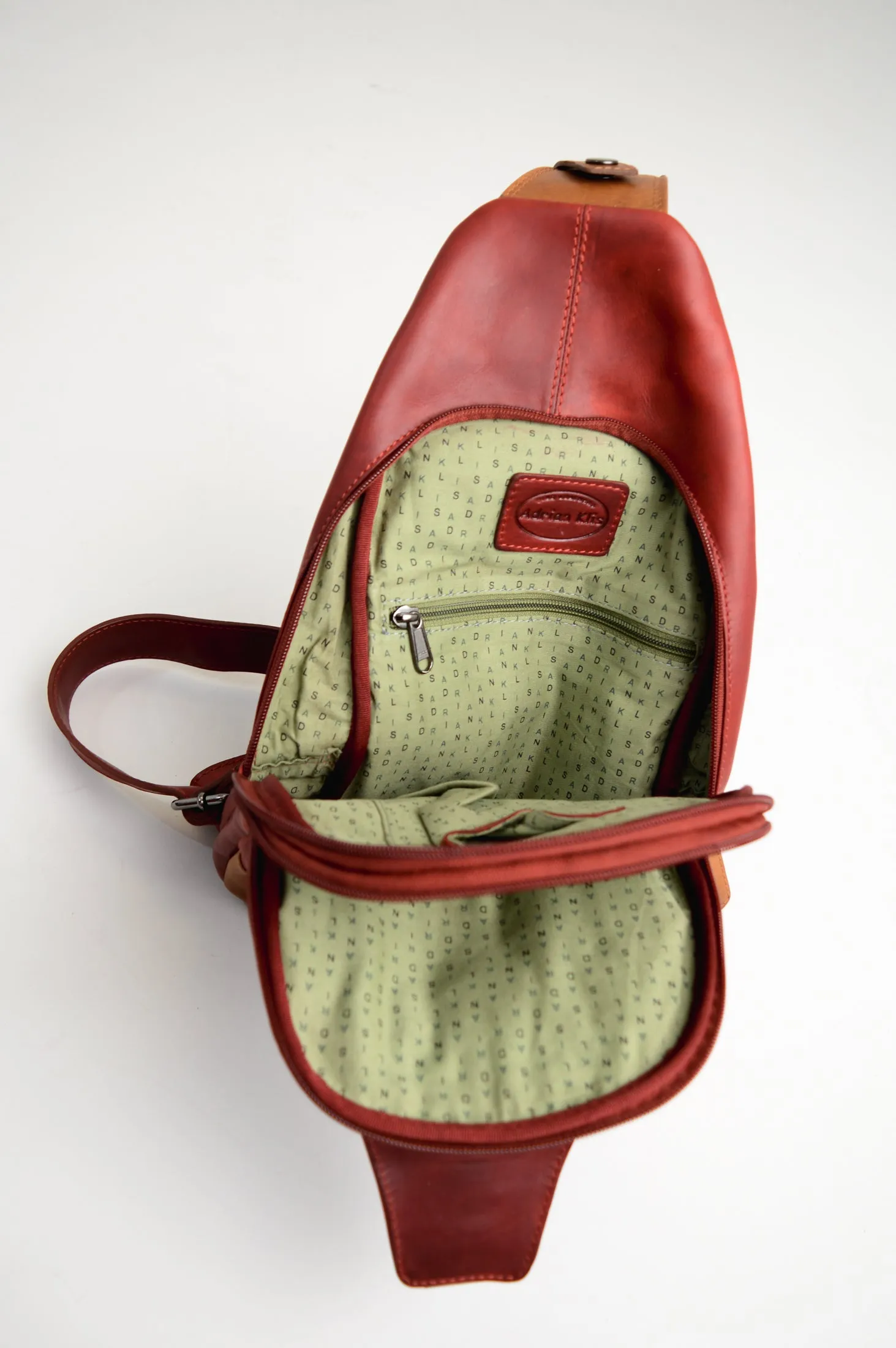 Adrian Klis 1854 Sling Bag, Red/Tan, Buffalo Leather