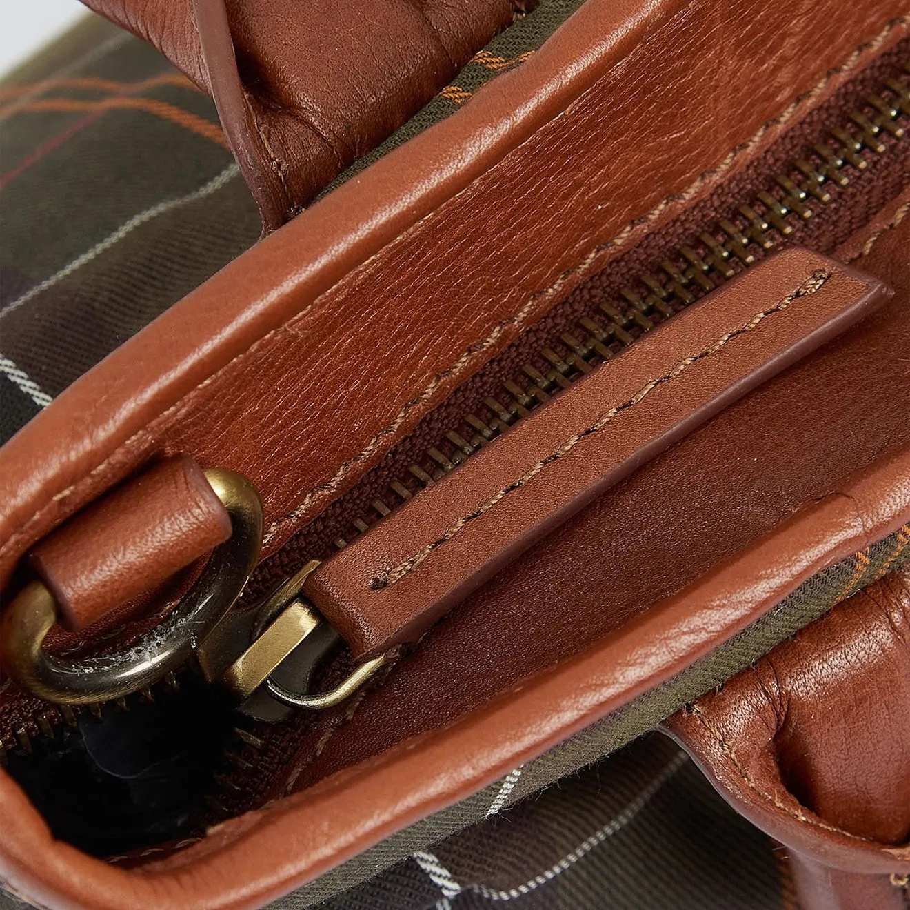 Barbour Leather Tote Bag in Classic Katrine Tartan Pattern