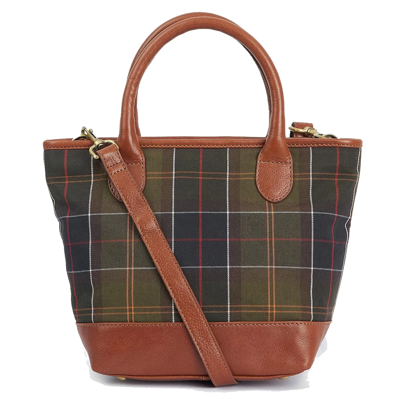 Barbour Leather Tote Bag in Classic Katrine Tartan Pattern