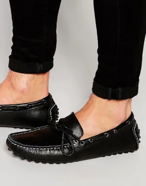 Bellfield Driving Loafers In Black Leather