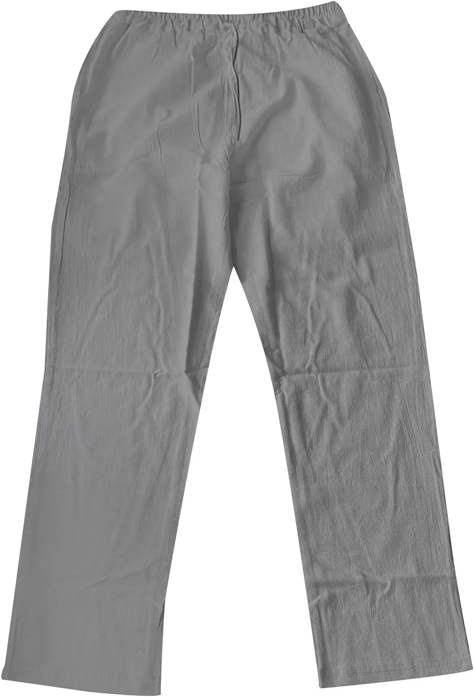 Men's Casual Linen Pants Drawstring Elastic Waist Summer Yoga Beach Pants Lightweight Loose Trousers
