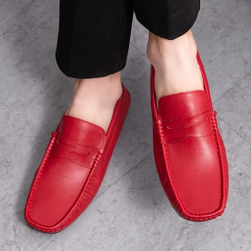 Men's Loafers Round Toe Vegan Leather Penny Driving Loafer Shoe Slip Resistant Flexible Flat Heel Party Prom Slip-ons