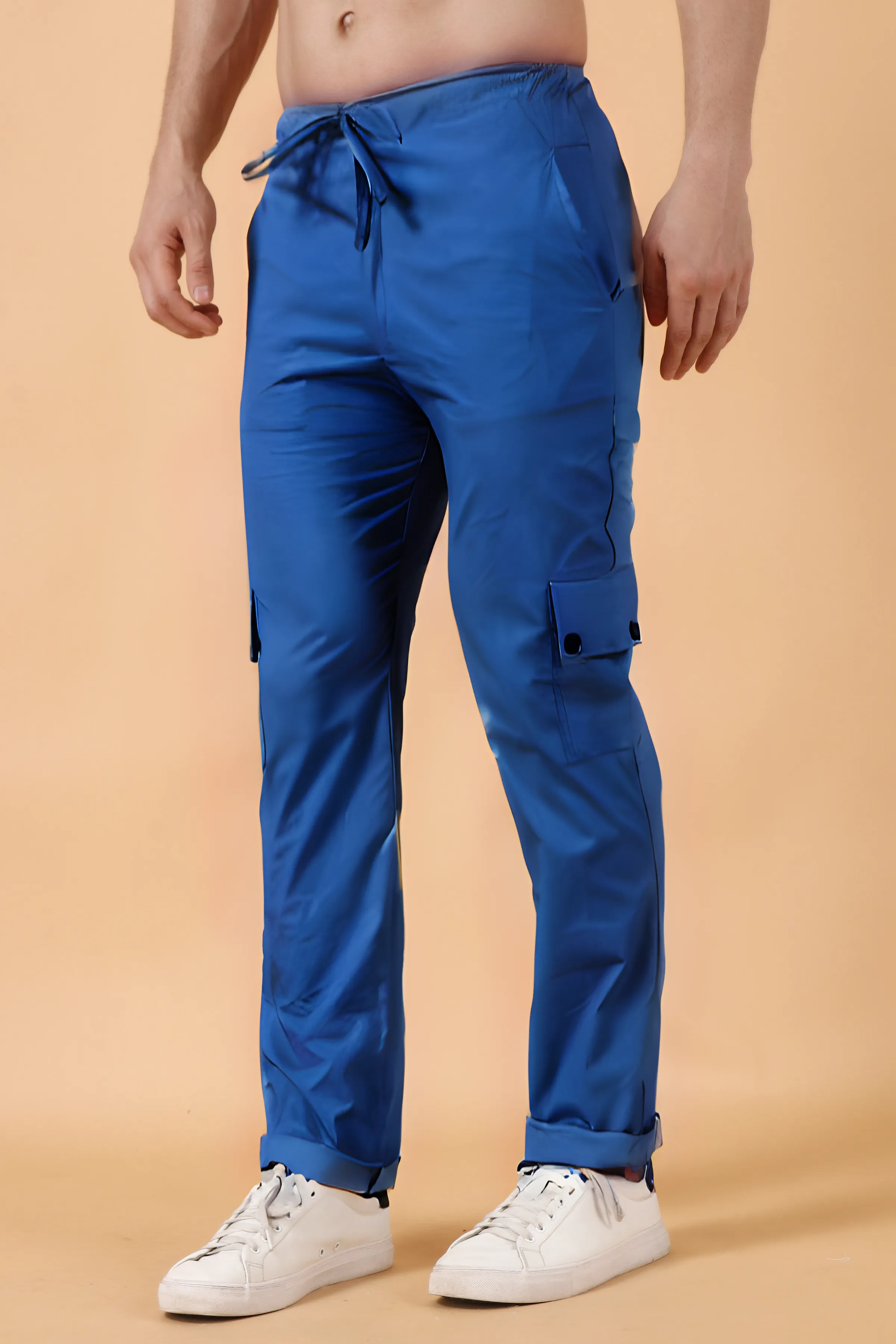 Persian Blue Cotton Cargo Pants