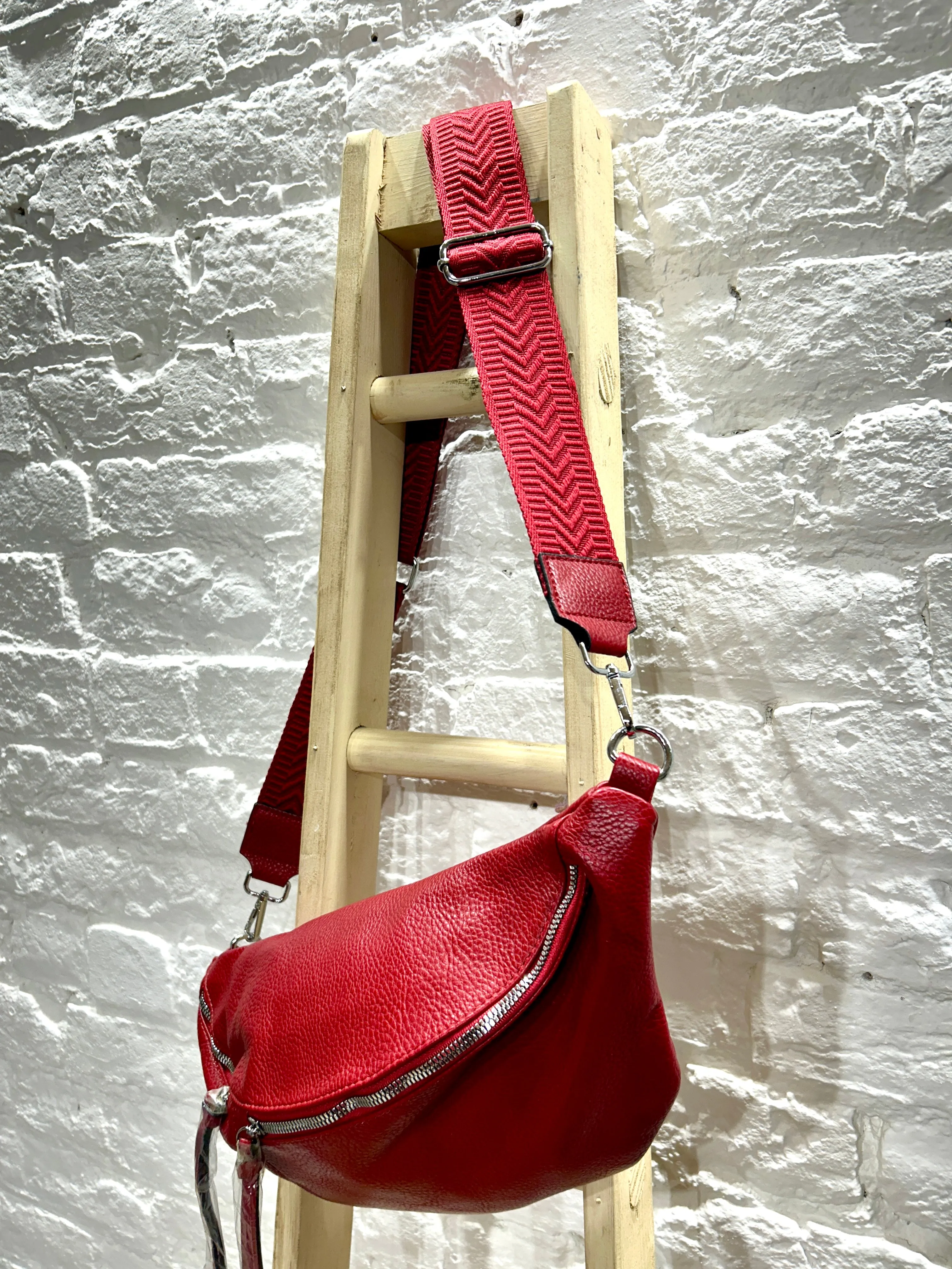 The Large Faux Leather Bum Bag or Sling Scott Bag With Exposed Zips