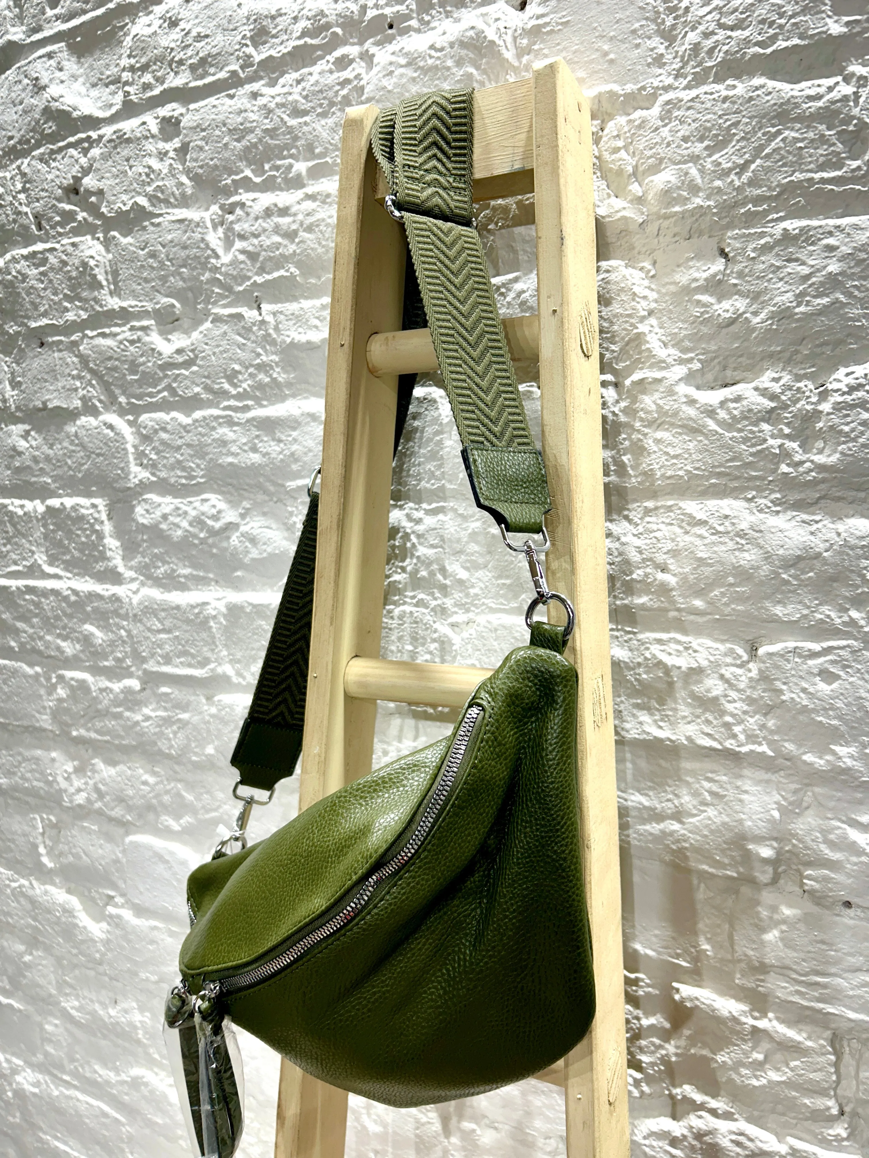 The Large Faux Leather Bum Bag or Sling Scott Bag With Exposed Zips