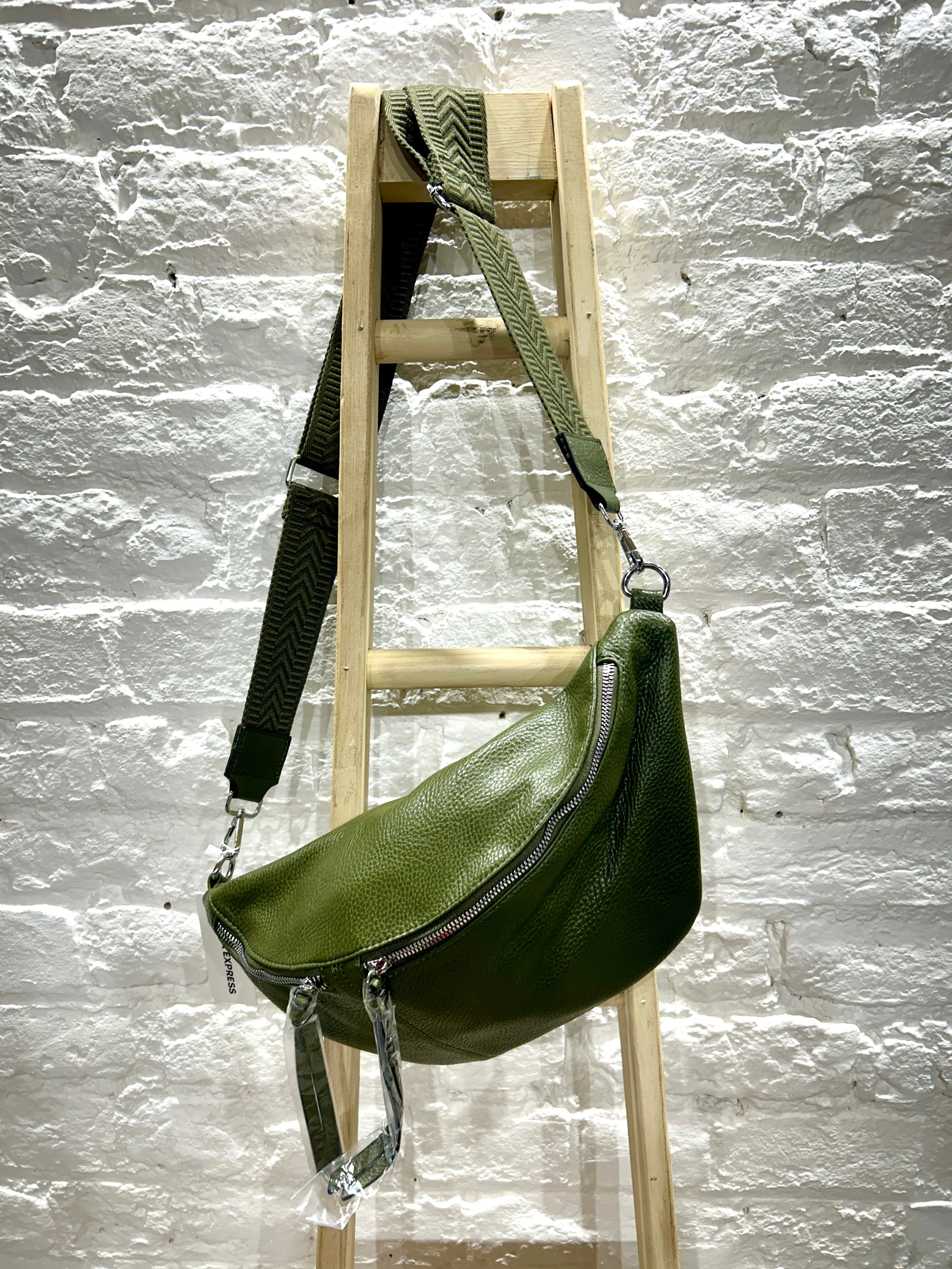 The Large Faux Leather Bum Bag or Sling Scott Bag With Exposed Zips