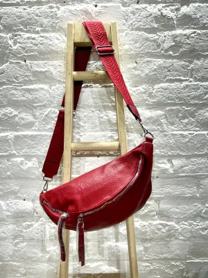 The Large Faux Leather Bum Bag or Sling Scott Bag With Exposed Zips
