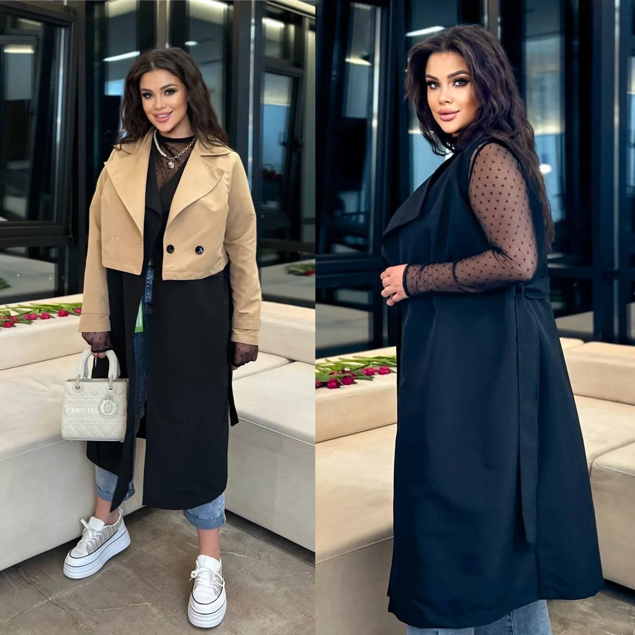 Trench coat and vest set
