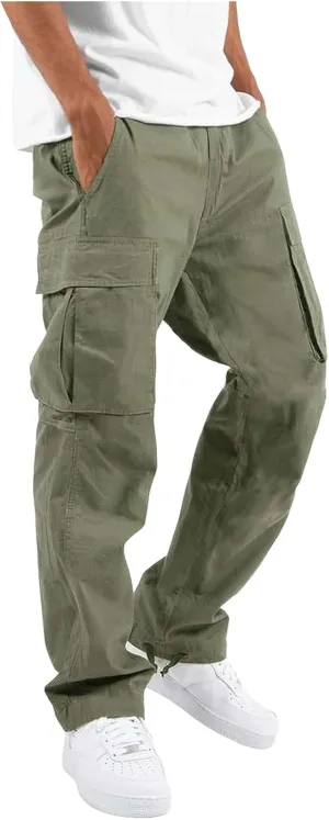 Vickyleb Men's Cargo Pants Casual Athletic Hiking Pants Joggers Loose Fit Cotton Straight Workout Sweatpants for Men