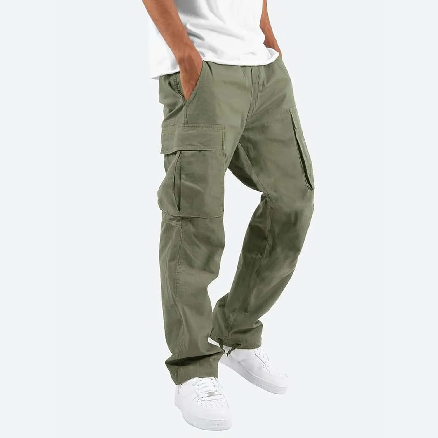 Vickyleb Men's Cargo Pants Casual Athletic Hiking Pants Joggers Loose Fit Cotton Straight Workout Sweatpants for Men