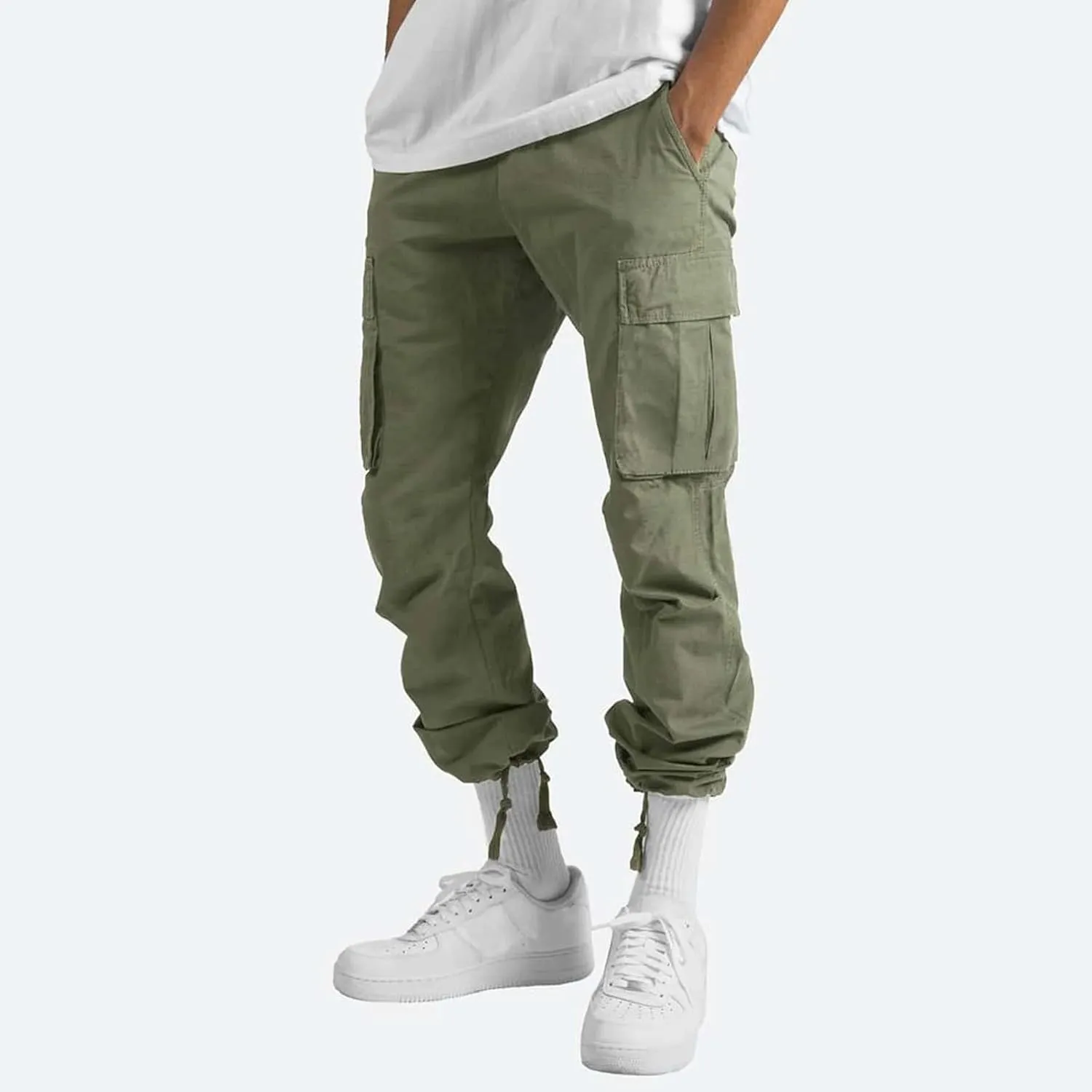 Vickyleb Men's Cargo Pants Casual Athletic Hiking Pants Joggers Loose Fit Cotton Straight Workout Sweatpants for Men