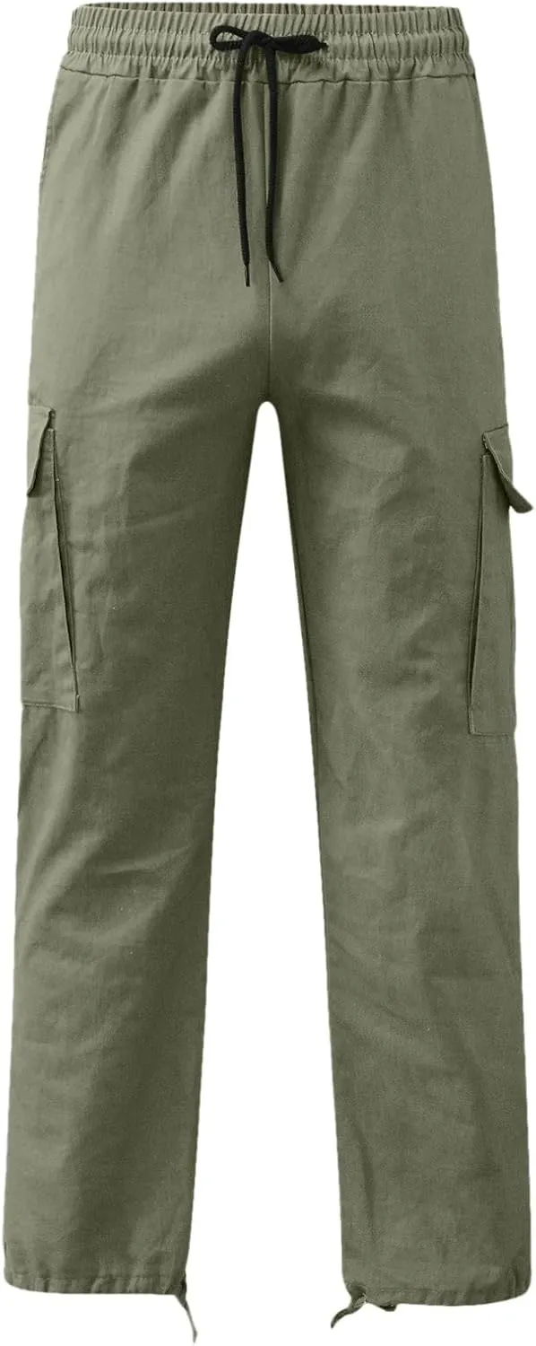 Vickyleb Men's Cargo Pants Casual Athletic Hiking Pants Joggers Loose Fit Cotton Straight Workout Sweatpants for Men